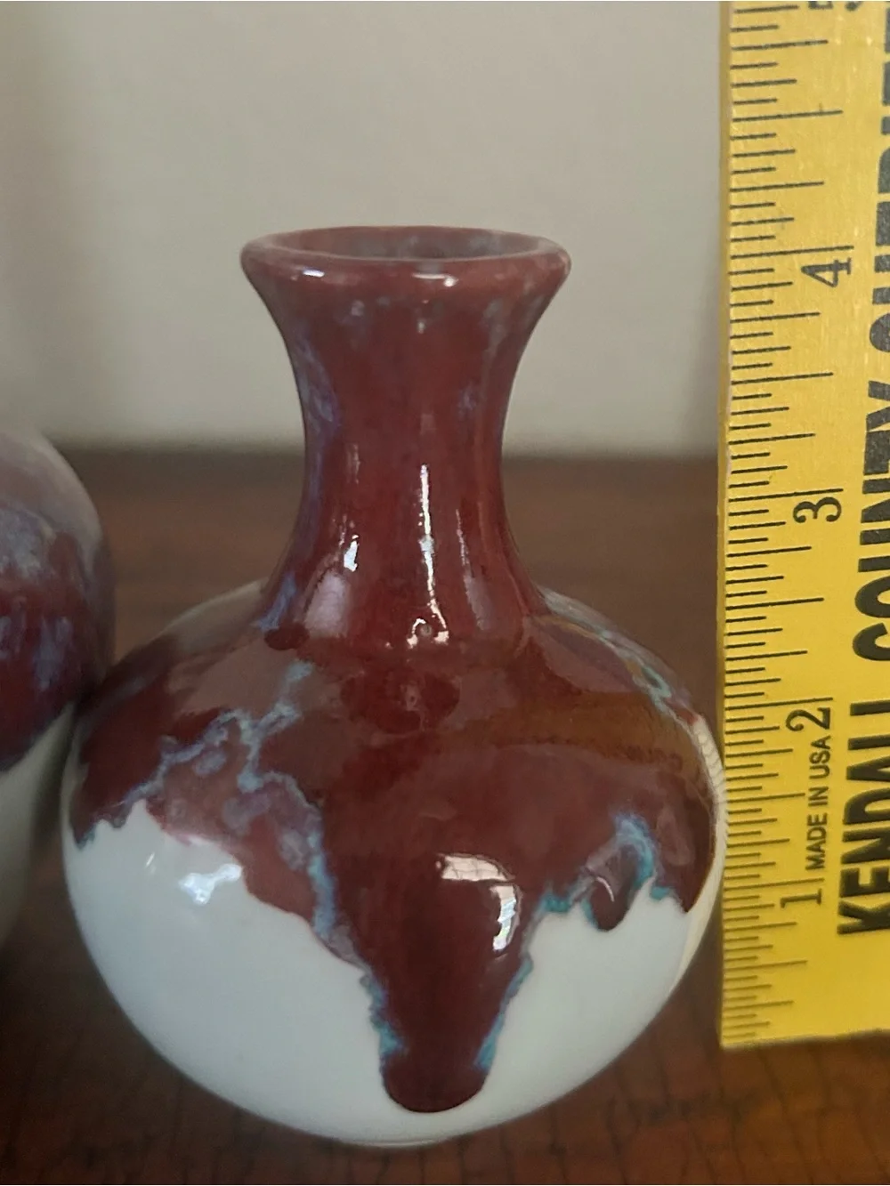 Anthropologie Vase Set Bud Vases Ceramic Burgundy Drip Glaze Boho Home Decor